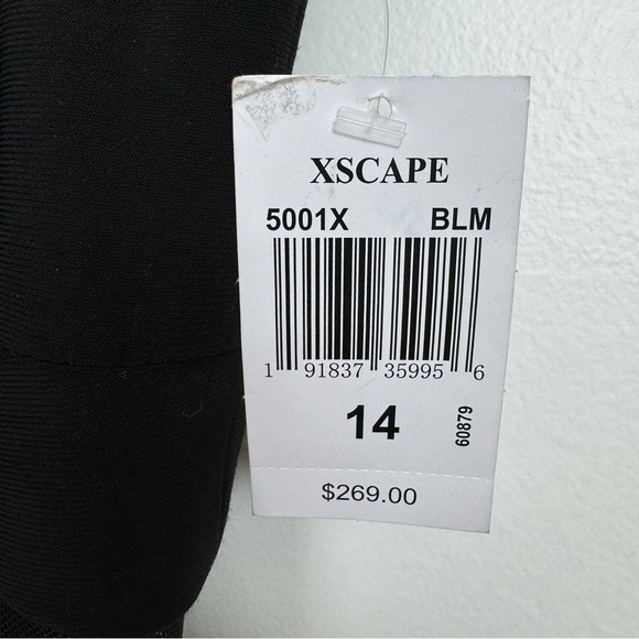 Xscape Floral Embroidered Front Slit Sleeveless Gown Maxi Dress Black + Pink 14 - Picture 10 of 16